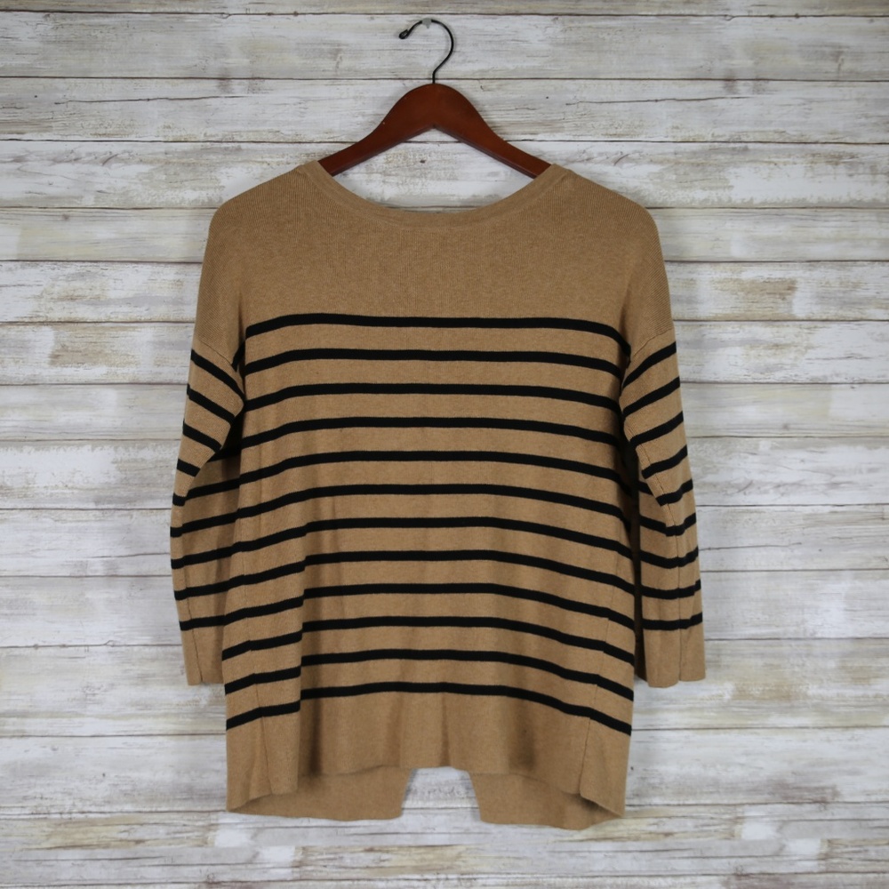 Loft Semi Open Back Black and Brown Stripes sz SM